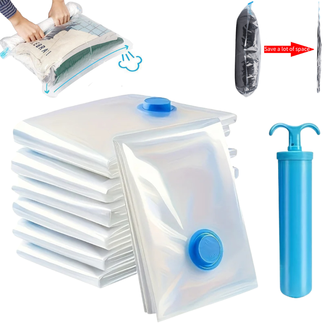 5Pcs Vacuum Seal Storage Bags With Pump | Travel Household Space Saver Storage Bag